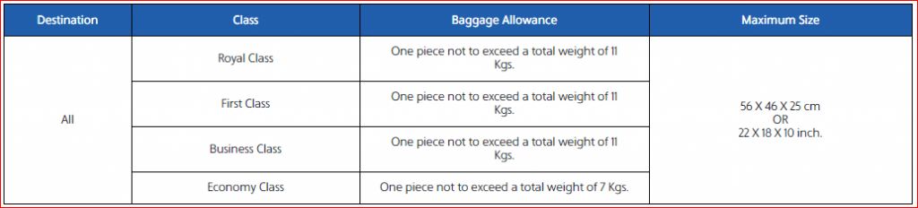 Hand Luggage Policy
