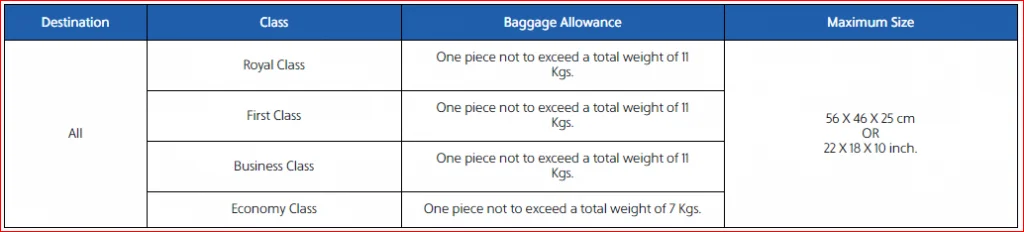 Hand Luggage Policy